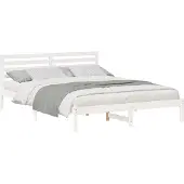 vidaXL Bedframe met hoofdeinde Wit 160 x 220 cm Massief grenenhout