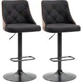 HOMCOM -Barkruk-Polyester linnen-48x53x113cm-Zwart