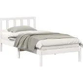 vidaXL Bedframe met hoofdeinde Wit 90 x 190 cm Massief grenenhout