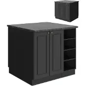 Vicco Keukeneiland Fame-Line Anthrazit-Gold Landhaus 90 cm zonder werkblad, Model 57408