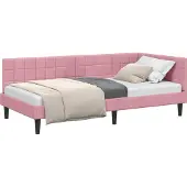 vidaXL Hoekbed met hoofdeinde, roze, 90 cm x 200 cm, fluweel