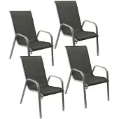 Happy Garden Set van 4 MARBELLA stoelen in grijs textilene - grijs aluminium