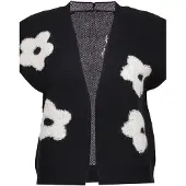 Geisha Vest Flowers Black/offwhite Maat: M | Gilets Outlet | Dames | Zwart
