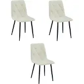 Leobert Stoel Libra, bekleding in beige stof, zwarte poten, set van 3