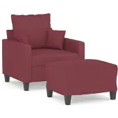 vidaXL Fauteuil met voetenbank 60 cm stof wijnrood