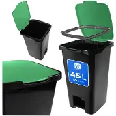 Kadax Vuilnisemmer, 45 liter, met pedaal en deksel, grote afvalbak voor afvalscheiding, plastic pedaalemmer, afvalcontainer met voetpedaal (groen)