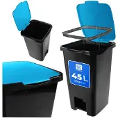 Kadax Vuilnisemmer, 45 liter, met pedaal en deksel, grote afvalemmer voor afvalscheiding, plastic pedaalemmer, afvalcontainer met voetpedaal (blauw)