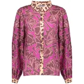 Geisha Blouse Mocca/fuchsia Maat: L | Overhemden Outlet | Dames | Roze