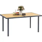 Outsunny tuintafel - Staal - 150x90x72cm - Natuurlijk hout