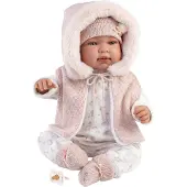 Rappa Llorens 84486 NIEUWBORN - realistische pop van een baby met geluidseffecten en een stoffen lichaam - 44 cm