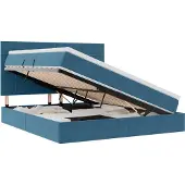 vidaXL LED opbergbed met matras Donkerblauw 160 x 200 cm Fluweel