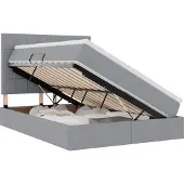 vidaXL LED opbergbed met matras Lichtgrijs 140 x 190 cm Stof