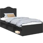 vidaXL Bedframe met hoofdeinde Zwart 90 x 190 cm Massief grenenhout