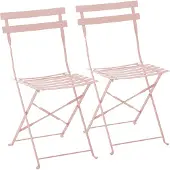 Oviala - Set van 2 opvouwbare stalen stoelen in poederroze - Rome