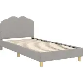 vidaXL Kinderen bedframe met hoofdboard Lichtgrijs 90x200 cm Bouclé