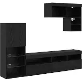 vidaXL - TV - Wandmeubels - 6 - st - Zwart - Eiken - Bewerkt - hout