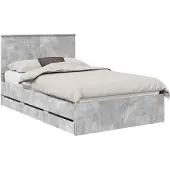 vidaXL Bedframe met lade Beton Grijs 135 x 190 cm Ingenieurshout