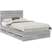 vidaXL Bedframe met lade Grijs Sonoma 120 x 190 cm Ingenieurshout