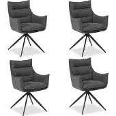 Homestyle4u Eetkamerstoel - 4 Stoelen - Draaibaar - Antraciet