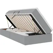 vidaXL Opslag bed met matras Lichtgrijs 100 x 200 cm Polyester