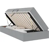 vidaXL Opbergbed met matras Lichtgrijs 100 x 200 cm Polyester