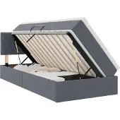 vidaXL Opbergbed met hoofdeinde Donkergrijs 90 x 190 cm Fluweel