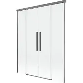 Mexen Rox badwand tweedelig schuifbaar 150 x 150 , transparant, kanonnenmetal - 8C9-150-002-95-00