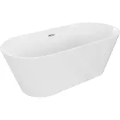 Mexen Flavia vrijstaande badkuip 150 x 75 , wit, overloop chroom - 54031507500-01