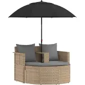 vidaXL Tuin Sofa 8 st poly rattan Beige en Lichtgrijs
