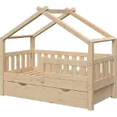 VitaliSpa Design Huisbed – 70x140 cm met lade Natuurlijk hout