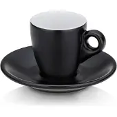 kela Espressokop en Schotel Mattia Zwart (Set van 2)