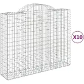 vidaXL Gabionen met boogvorm, 10 stuks, 200x50x160/180 cm, verzinkt staal