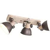 Steinhauer Plafondspot Gearwood, 3-lamps langwerpig antraciet dimbaar, hout licht, Woon-/ Eetkamer, Hout, Vintage, buitenspot