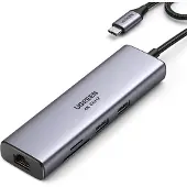 UGREEN USB-C naar 2*USB3.0 + HDMI + RJ45 + SD & TF + PD-poort hub