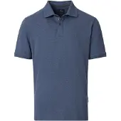 Casamoda polo blauw korte mouw 2-knoops gemêleerd