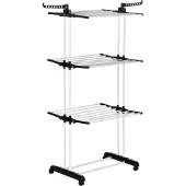HOMCOM Wasdroogrek - Staal - 73x64x177cm - Zilver