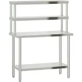 vidaXL Keukenwerktafel met bovenschap 110x55x150 cm roestvrij staal