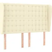 vidaXL Hoofdbord met randen 147x23x118/128 cm kunstleer crèmekleurig