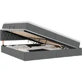 vidaXL Opbergbed met matras Donkergrijs 200 x 200 cm fluweel