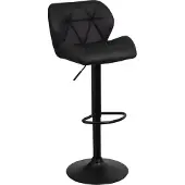 HowHomely Zwarte Hoker Barowy Skóra Metal Regulowany Obrotowy 105 cm