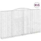 vidaXL Schanskorven 15 st gewelfd 400x30x220/240 cm ijzer