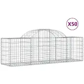 vidaXL Gabionen met boogvorm, 50 stuks, 200x50x60/80 cm, verzinkt staal