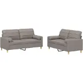 vidaXL 2-delige Loungeset met kussens stof taupe