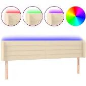 vidaXL Hoofdbord LED 183x16x78/88 cm stof crèmekleurig