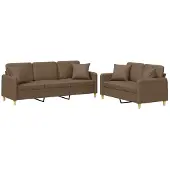 vidaXL 2-delige Loungeset met kussens stof bruin