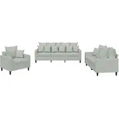 vidaXL 3-delige Loungeset met kussens fluweel lichtgrijs