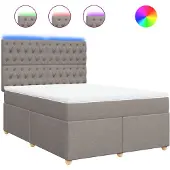 vidaXL Boxspringbed met matras, taupekleurig, 140x200 cm, met stoffen bekleding