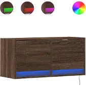 vidaXL TV-wandmeubel met LED-verlichting, bruin, eikenlook, 80x31x38 cm