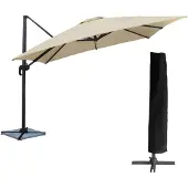 Happy Garden Offset parasol MOLOKAI vierkant 3x3m beige + hoes