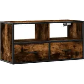 vidaXL Tv-meubel 80x31x39,5cm bewerkt hout metaal gerookt eikenkleurig